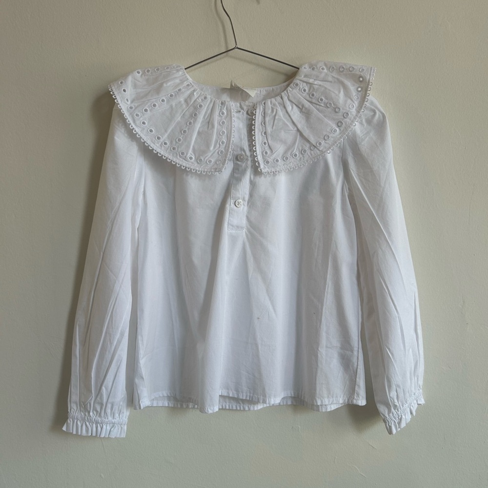 Crewcuts Prairie Style White Eyelet Collar Blouse